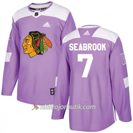 Män Ishockey Chicago Blackhawks Tröja Brent Seabrook 7 Adidas 2017-2018 Lila Fights Cancer Practice Authentic